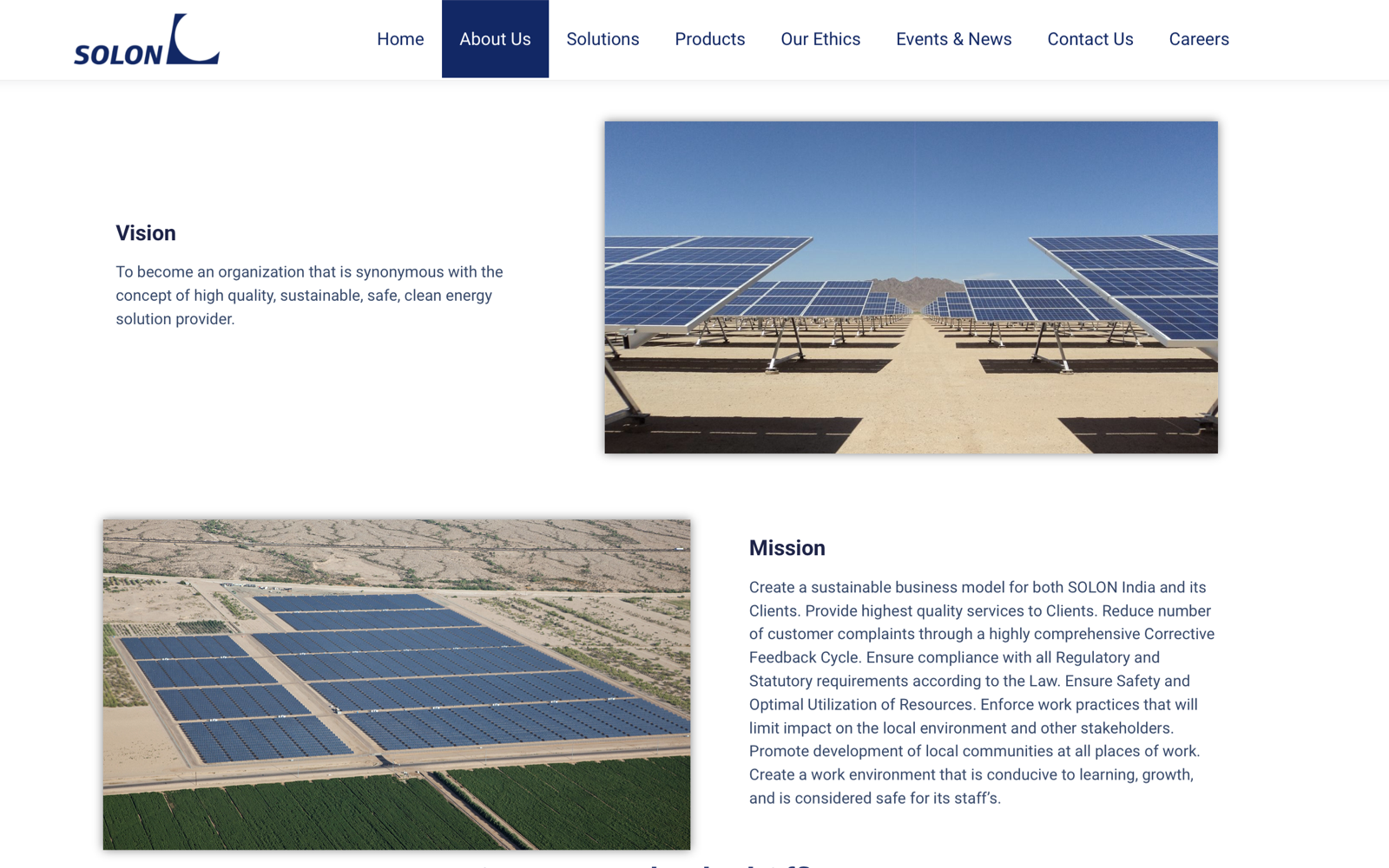 SOLON India Vision, Mission and large-scale solar array installations